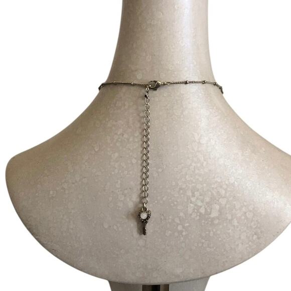 Betsey Johnson Pink Crystal Drop Necklace Faux Pearl Dangle with Extender Chain - Picture 5 of 11